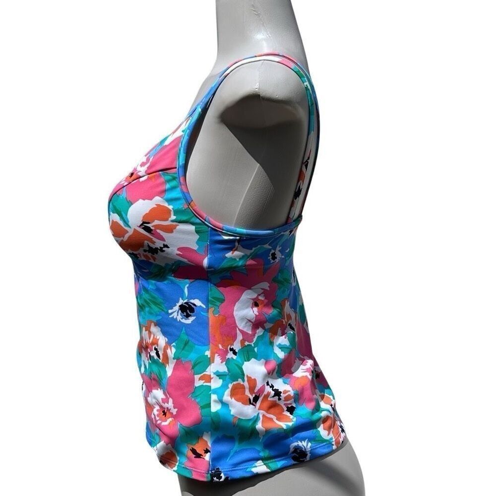 Vtg Miraclesuit Swim Tankini Top Size 8 Multicolor Pastel Floral Double Strap - Picture 8 of 15
